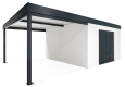 Garden house with safety Hormann garage door and 3 m left carport